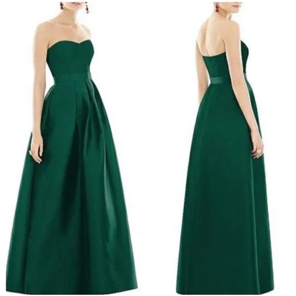 ALFRED SUNG Dresses & Skirts - NWT NWT ALFRED SUNG Strapless Satin Twill A
Line Gown Pockets Zip Up 4